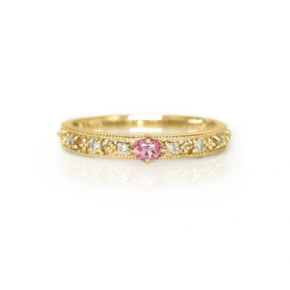 Lumière Filigran – Spitzen-Diamantring in 18K Roségold | Maison Kiyan