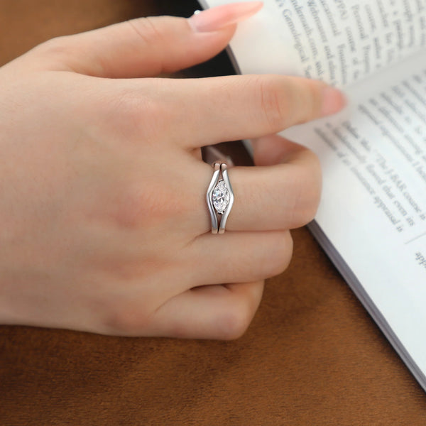 Éclat Marquise – Dreiteiliges Stacking Ring-Set in 925 Sterling Silber – Ansicht 2 | Maison Kiyan