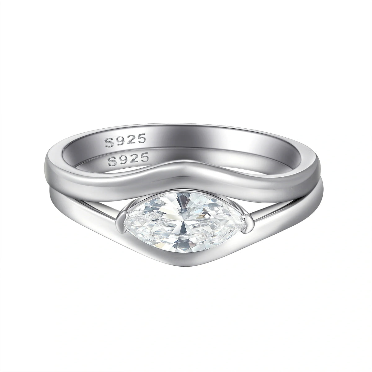 Éclat Marquise – Dreiteiliges Stacking Ring-Set in 925 Sterling Silber | Maison Kiyan