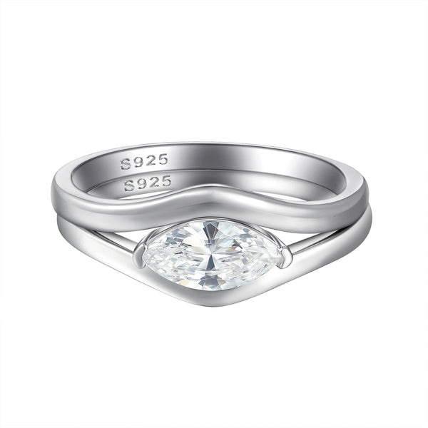 Éclat Marquise – Dreiteiliges Stacking Ring-Set in 925 Sterling Silber | Maison Kiyan